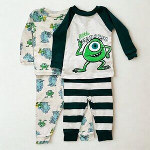 Monsters Inc 4-Piece Cotton Long Sleeve Pajama Set, Size 12 M